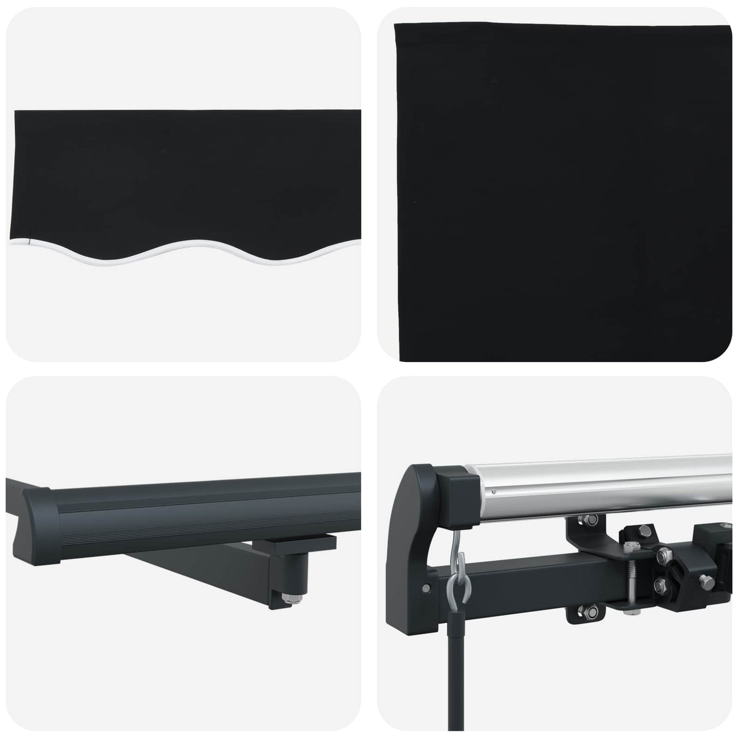 Retractable Awning Black 350 x 250 cm Polyester and Steel