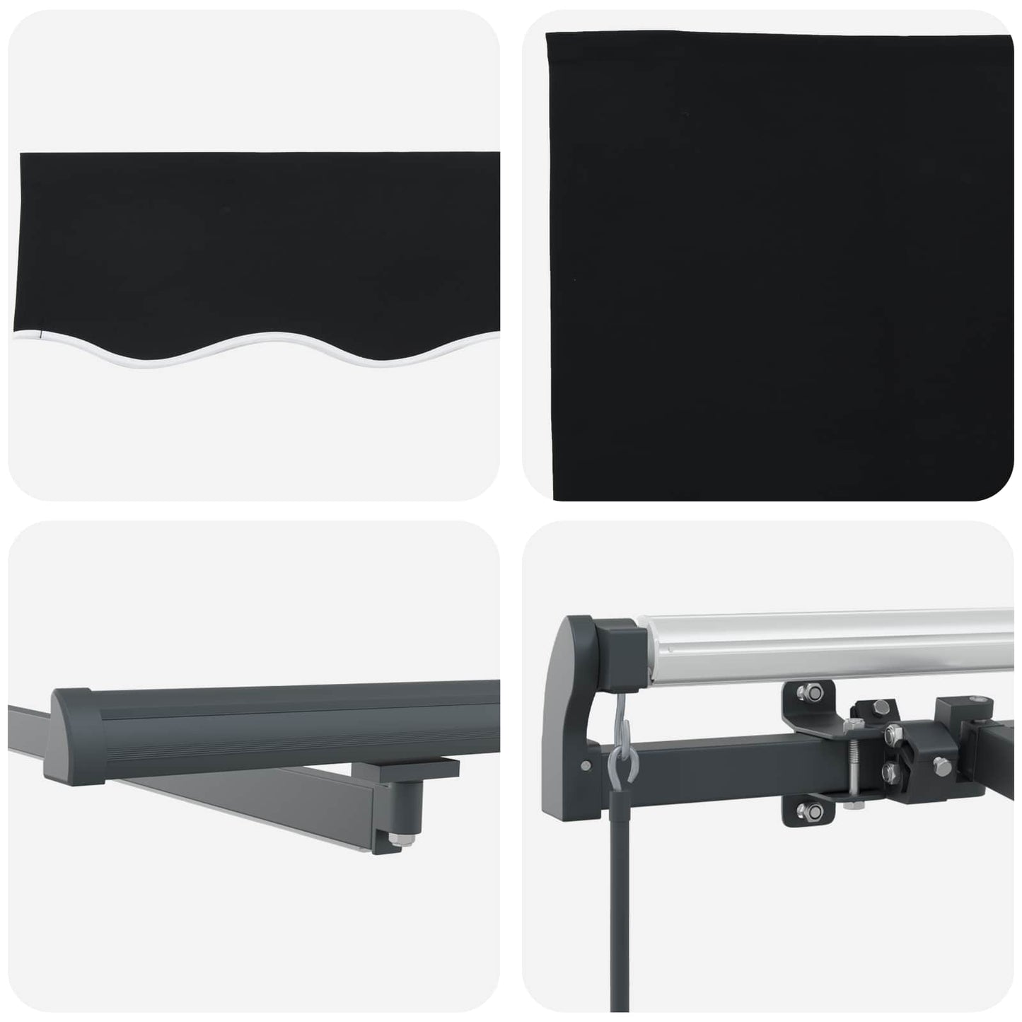Retractable Awning Manual Black 350 x 250 cm Fabric