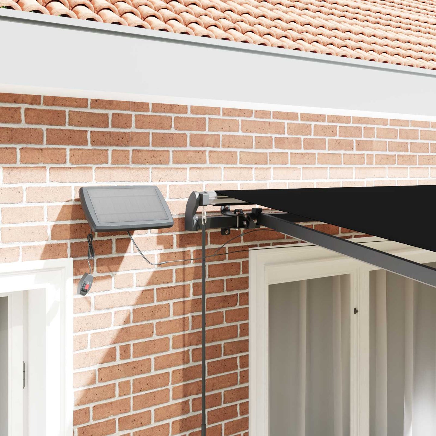 Retractable Awning Manual Black 350 x 250 cm Fabric