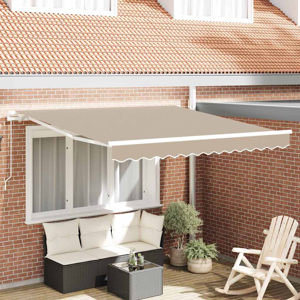 Retractable Awning Beige 350 x 250 cm Polyester and Aluminium
