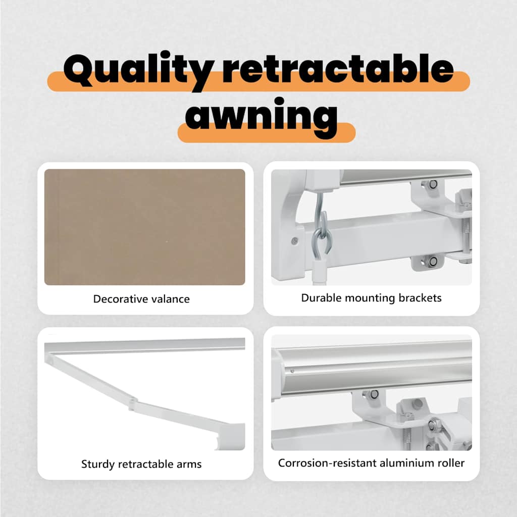 Retractable Awning Beige 350 x 250 cm Polyester and Aluminium