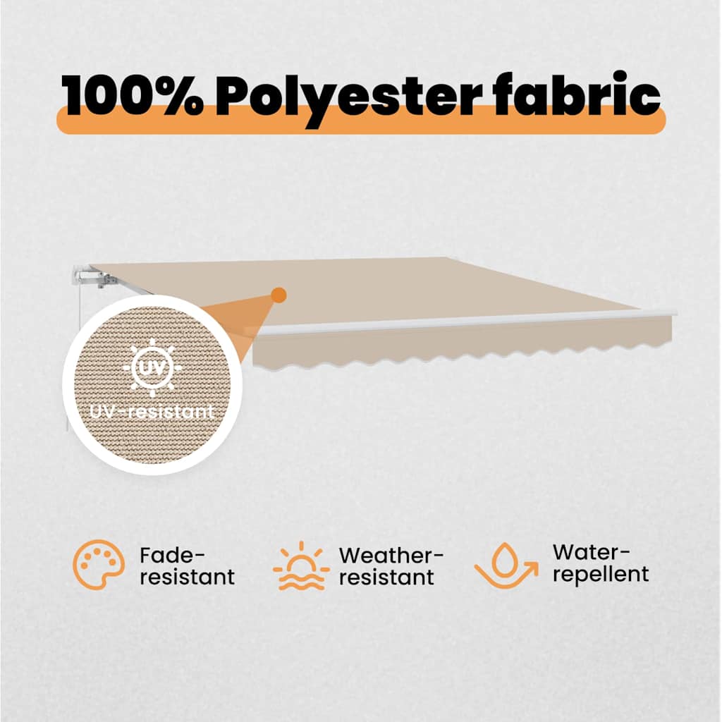 Retractable Awning Beige 350 x 250 cm Polyester and Aluminium