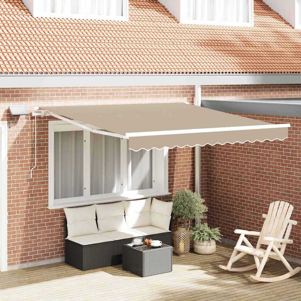 Retractable Awning Beige 350 x 250 cm Fabric and Steel