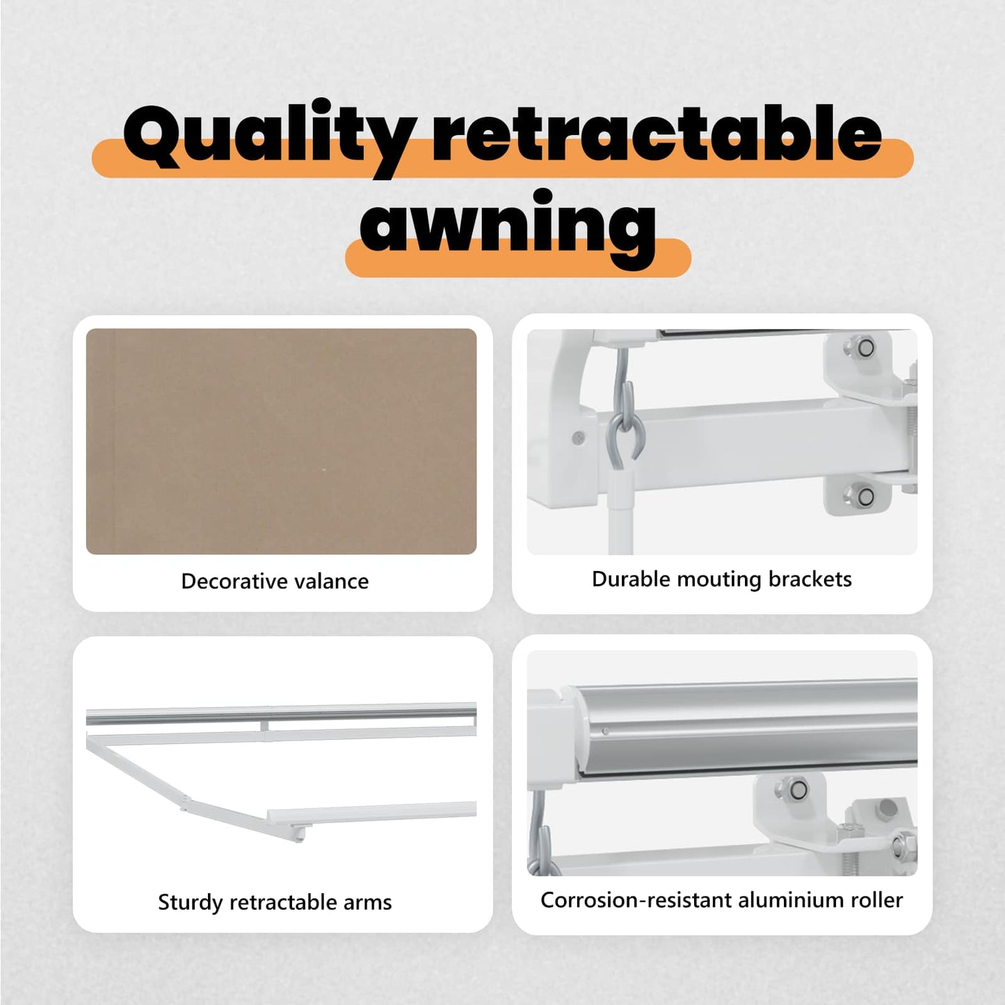 Retractable Awning Beige 350 x 250 cm Fabric and Aluminium