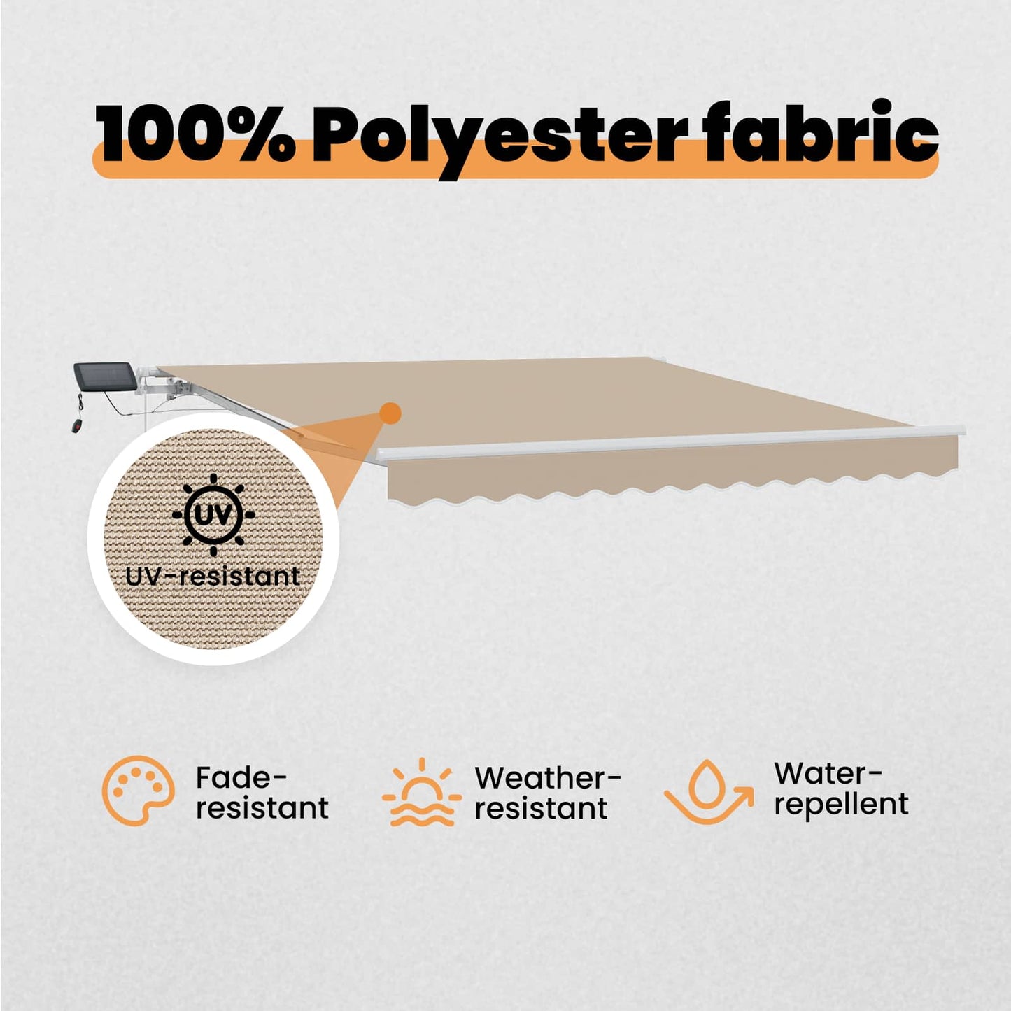 Retractable Awning Beige 350 x 250 cm Fabric and Aluminium