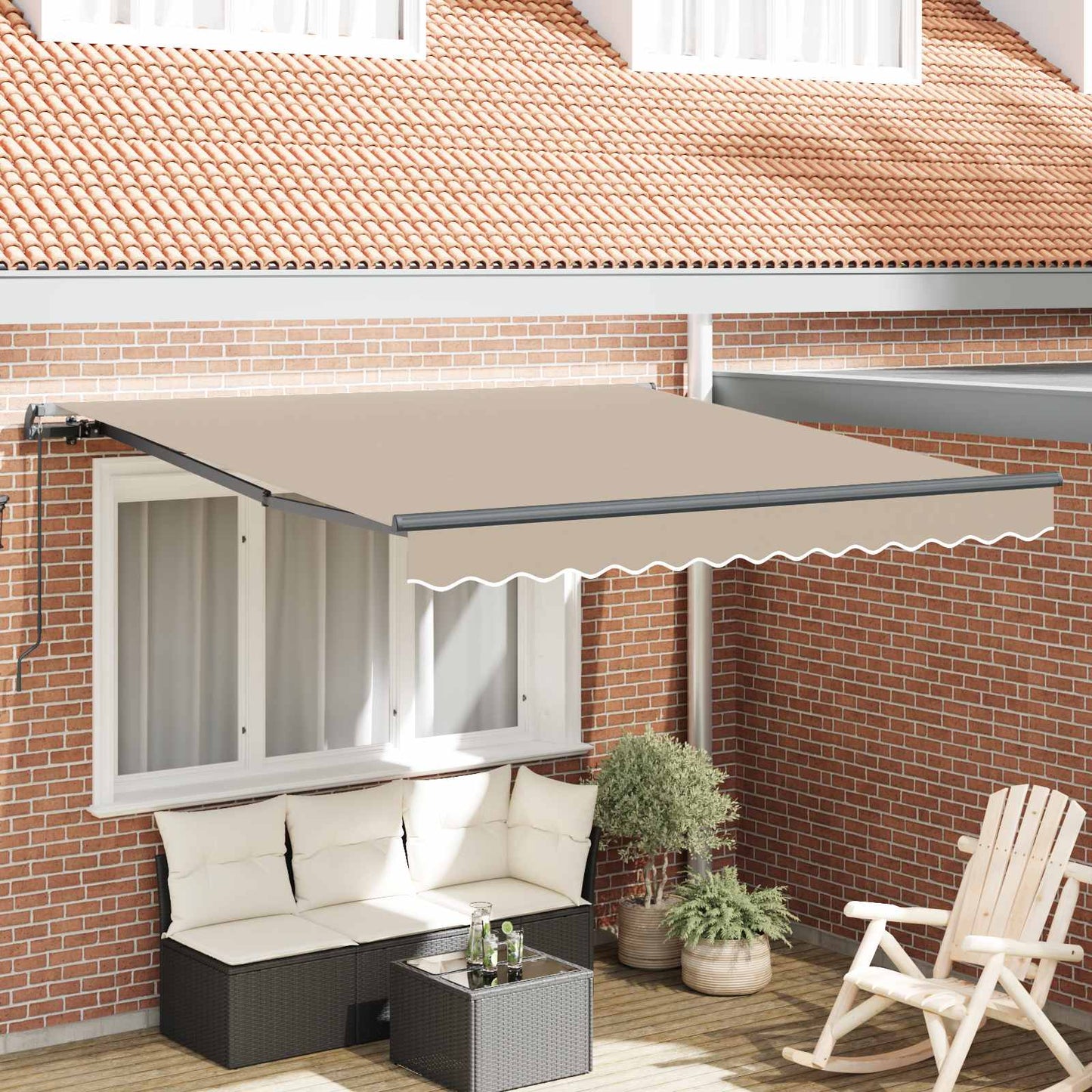 Retractable Awning Beige 350 x 250 cm Polyester and Steel