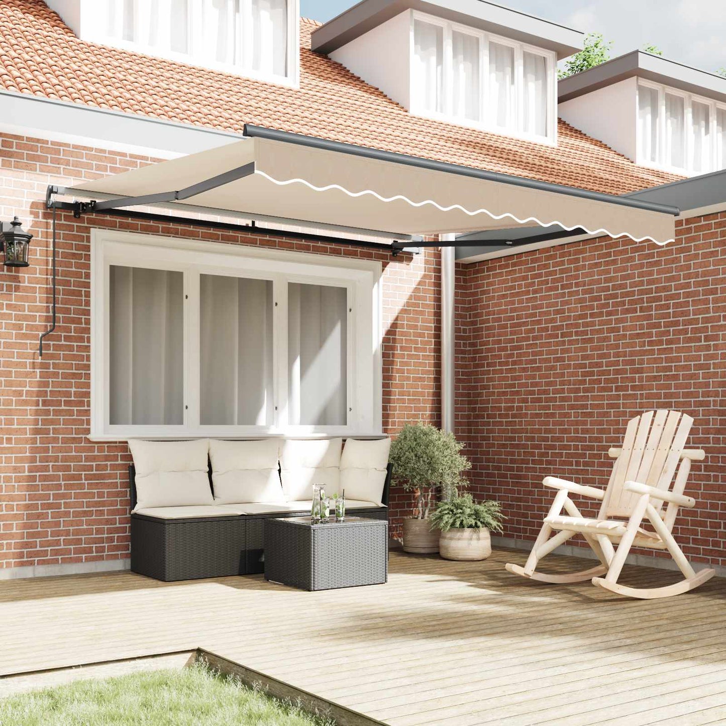 Retractable Awning Beige 350 x 250 cm Polyester and Steel