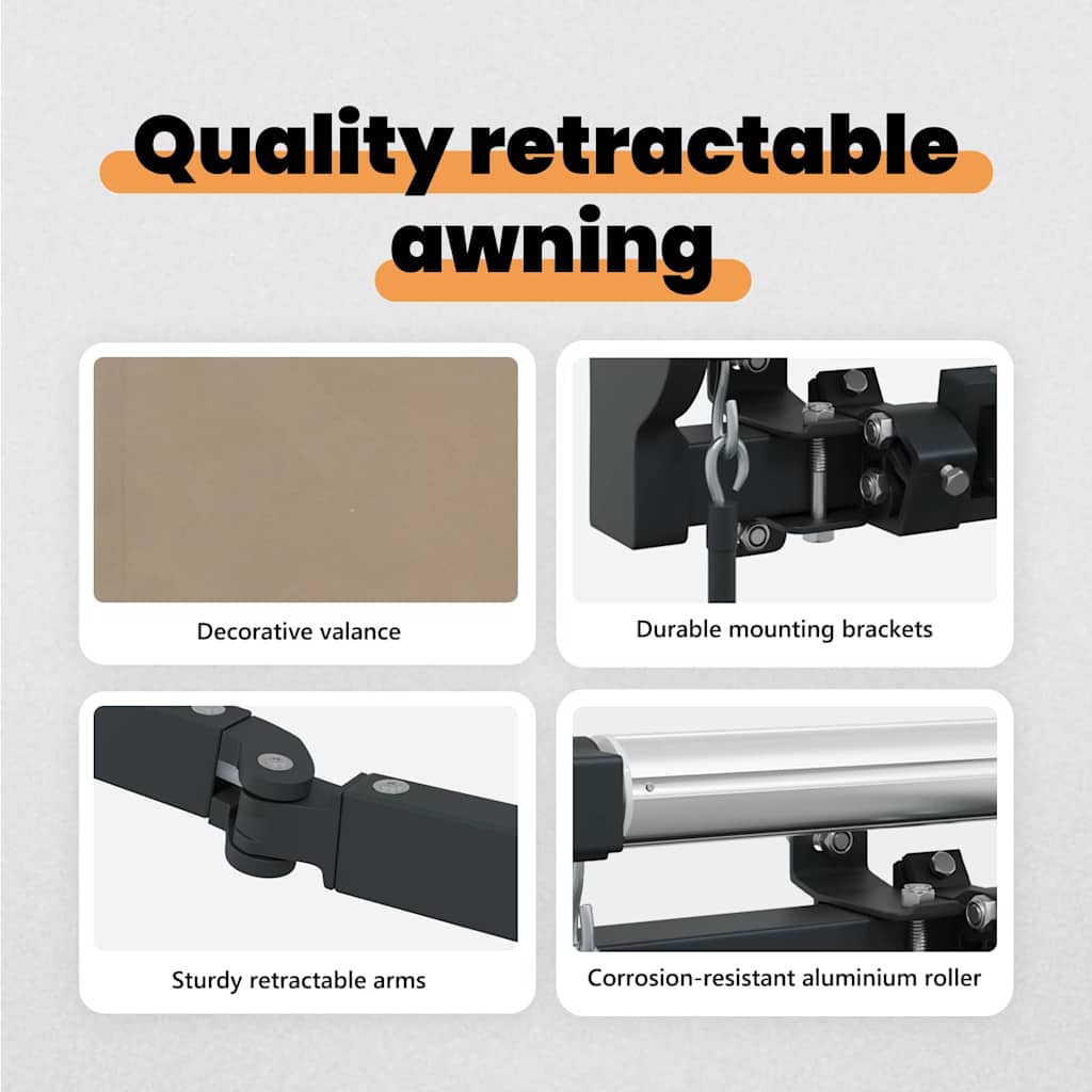 Retractable Awning Beige 350 x 250 cm Polyester and Aluminium