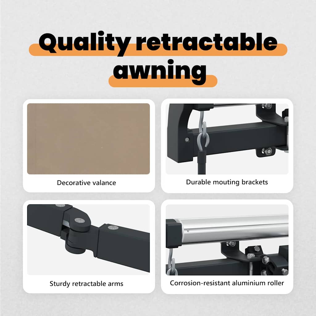 Retractable Awning Beige 350 x 250 cm Fabric and Aluminium