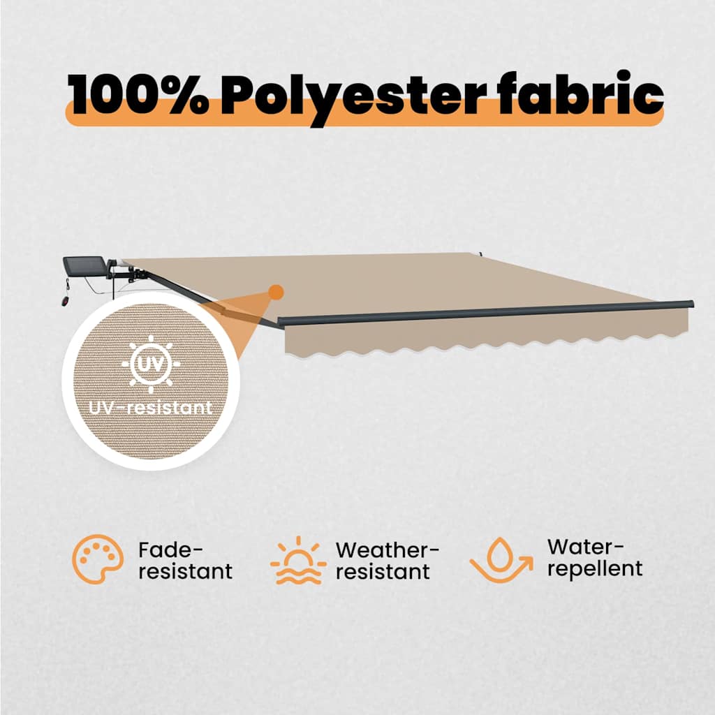 Retractable Awning Beige 350 x 250 cm Fabric and Aluminium