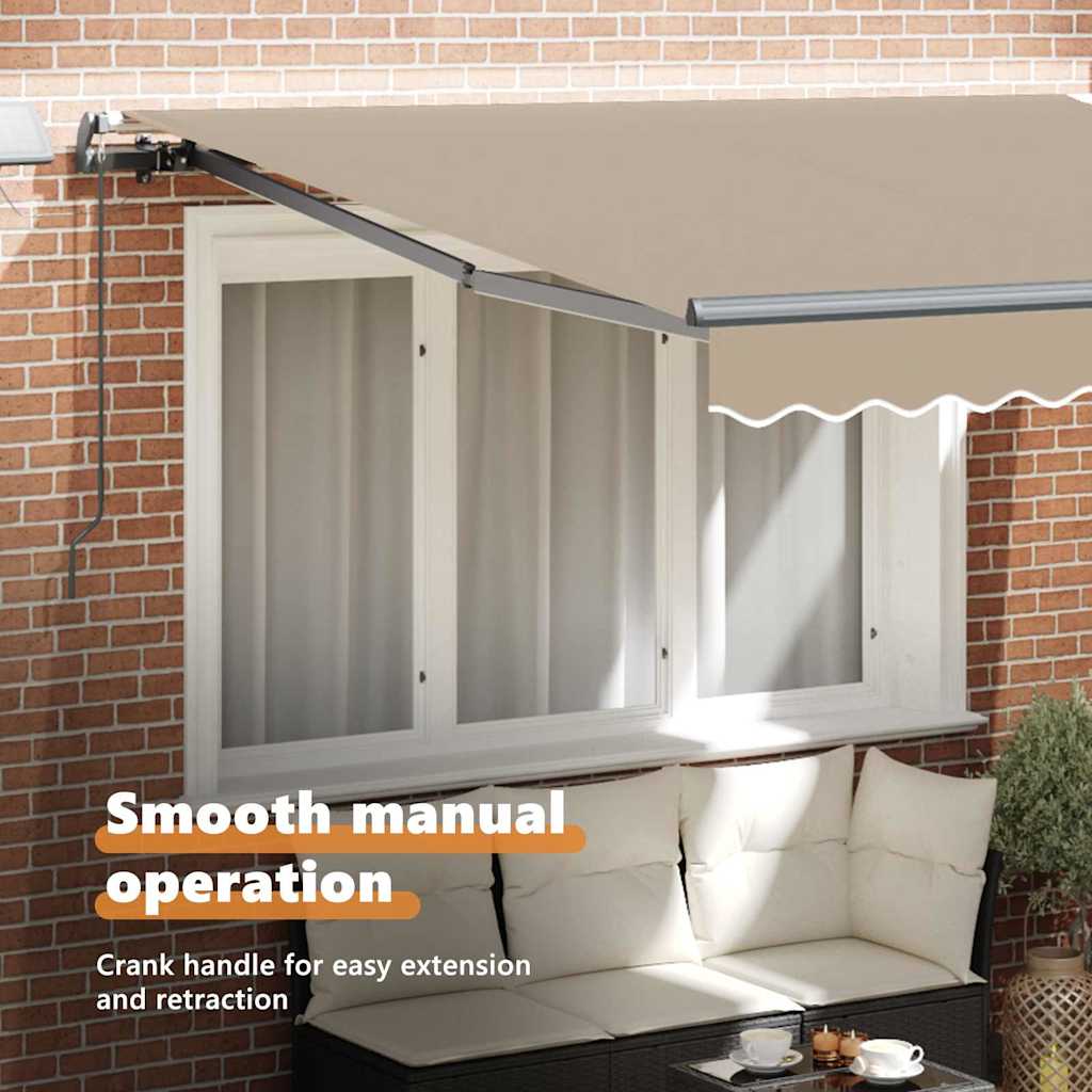 Retractable Awning Beige 350 x 250 cm Fabric and Aluminium
