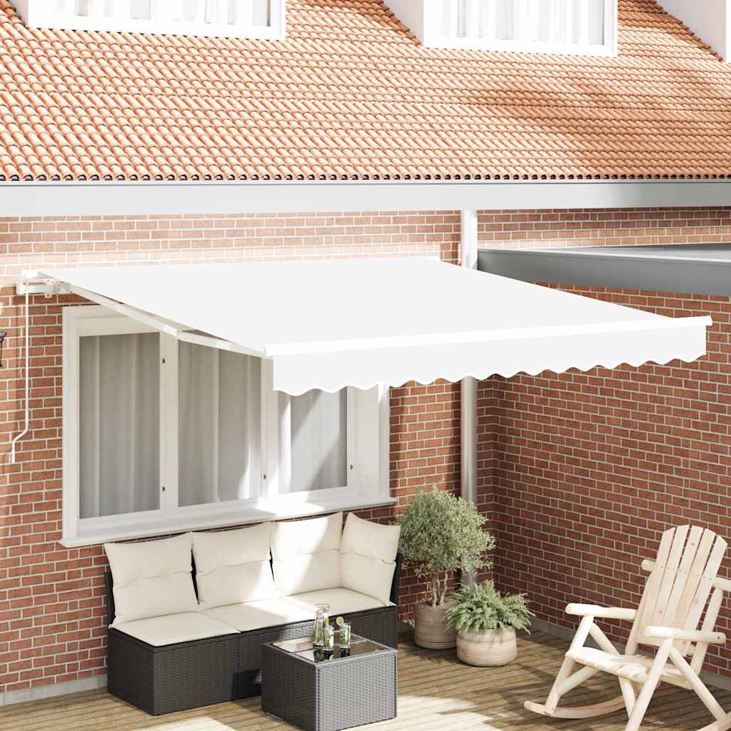 Retractable Awning White 350 x 250 cm Polyester and Aluminium