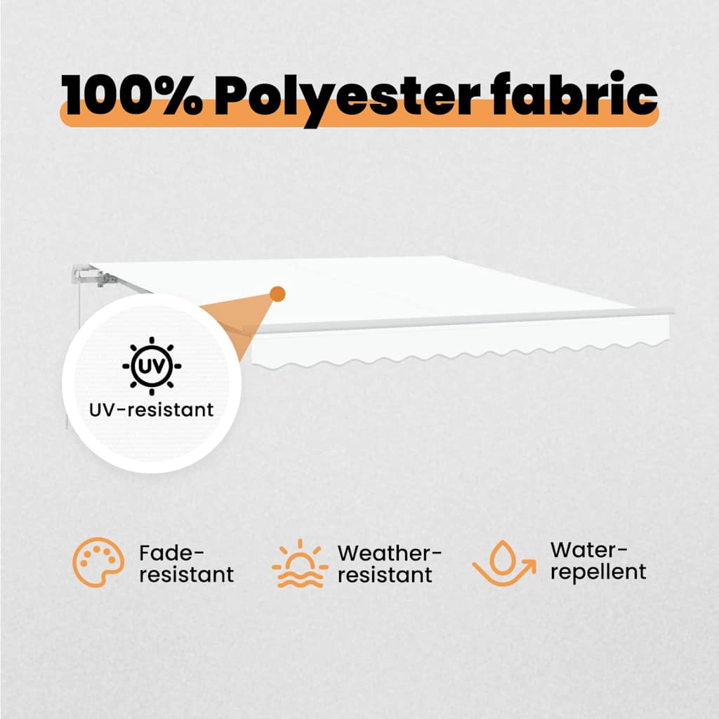 Retractable Awning White 350 x 250 cm Polyester and Aluminium