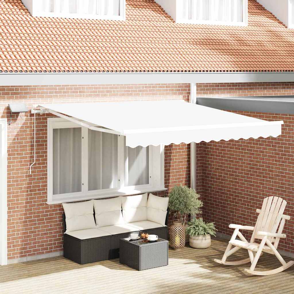 Retractable Awning Manual White 350 x 250 cm Fabric and Steel