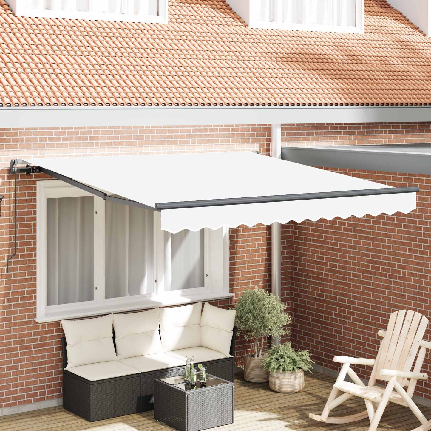Retractable Awning White 350 x 250 cm Polyester and Steel