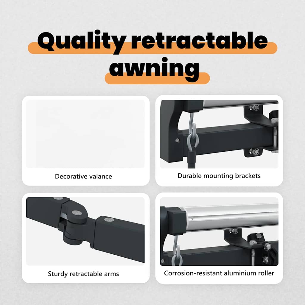 Retractable Awning White 350 x 250 cm Polyester and Aluminium