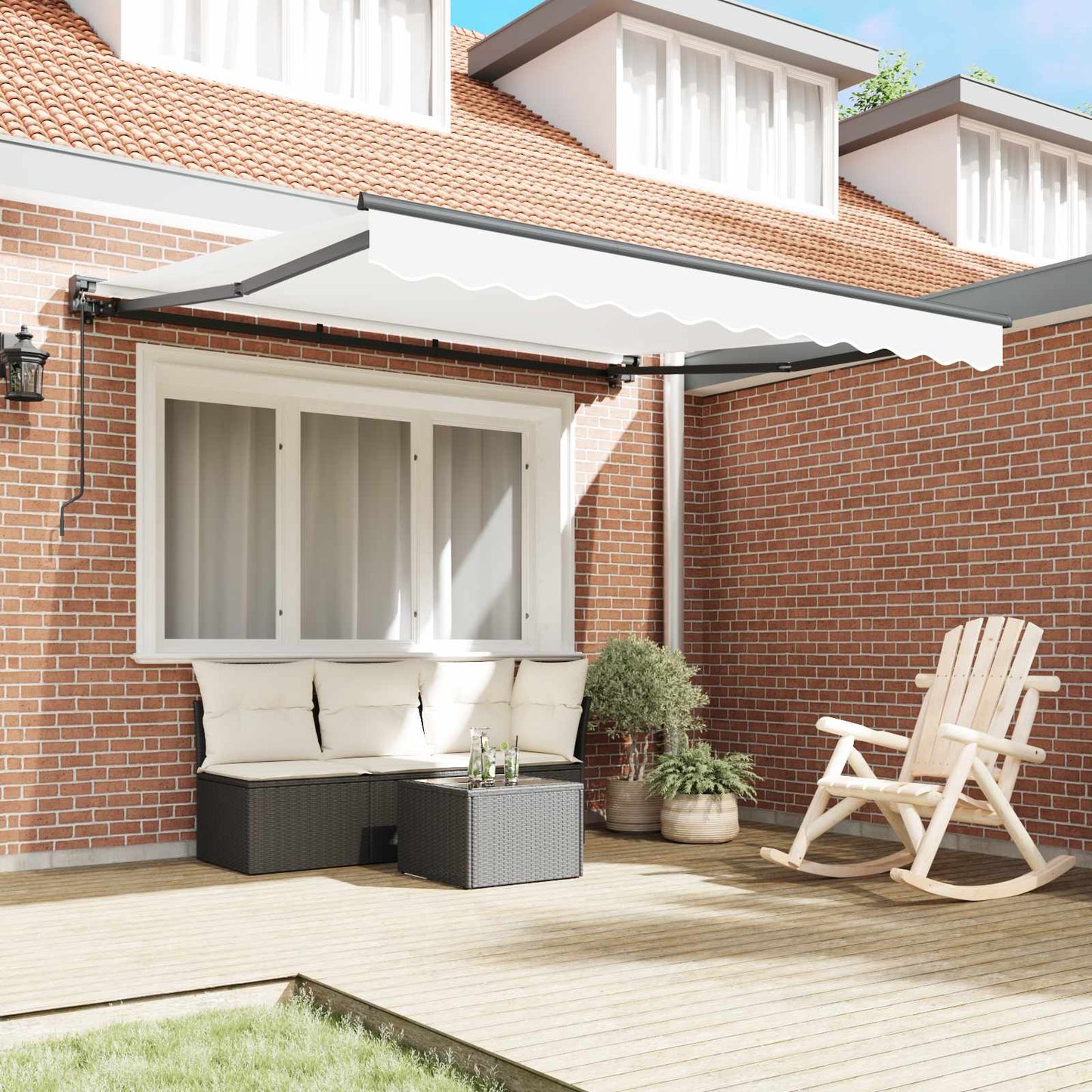Awning Frame White 350 x 250 cm Polyester with PU coating