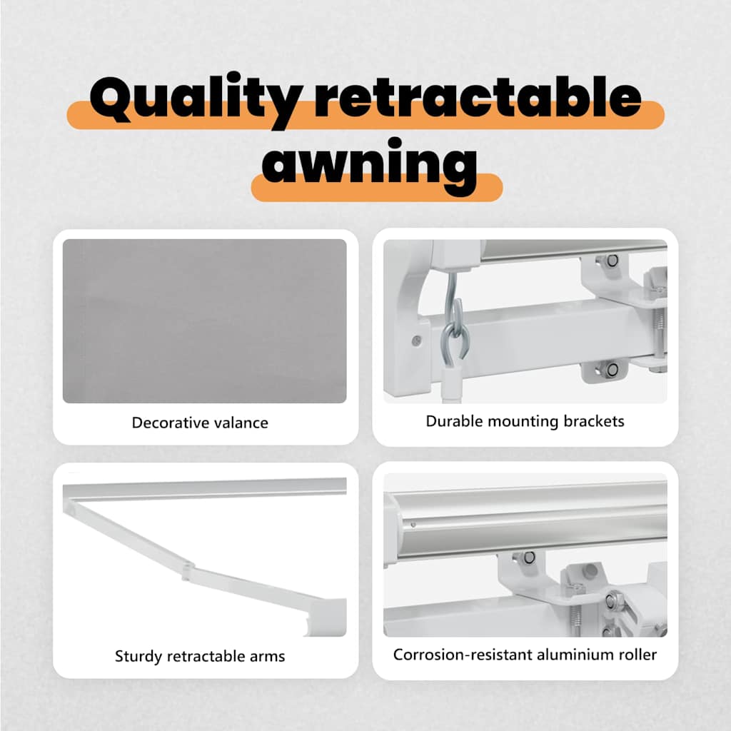 Retractable Awning Light Grey 350 x 250 cm