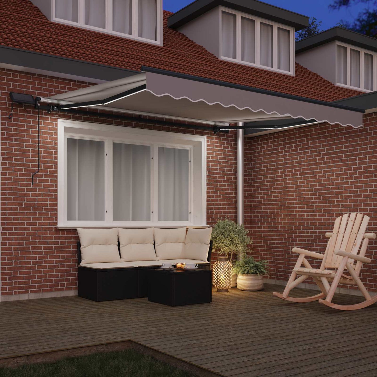 Retractable Awning Light Grey 350 x 250 cm Fabric and Aluminium