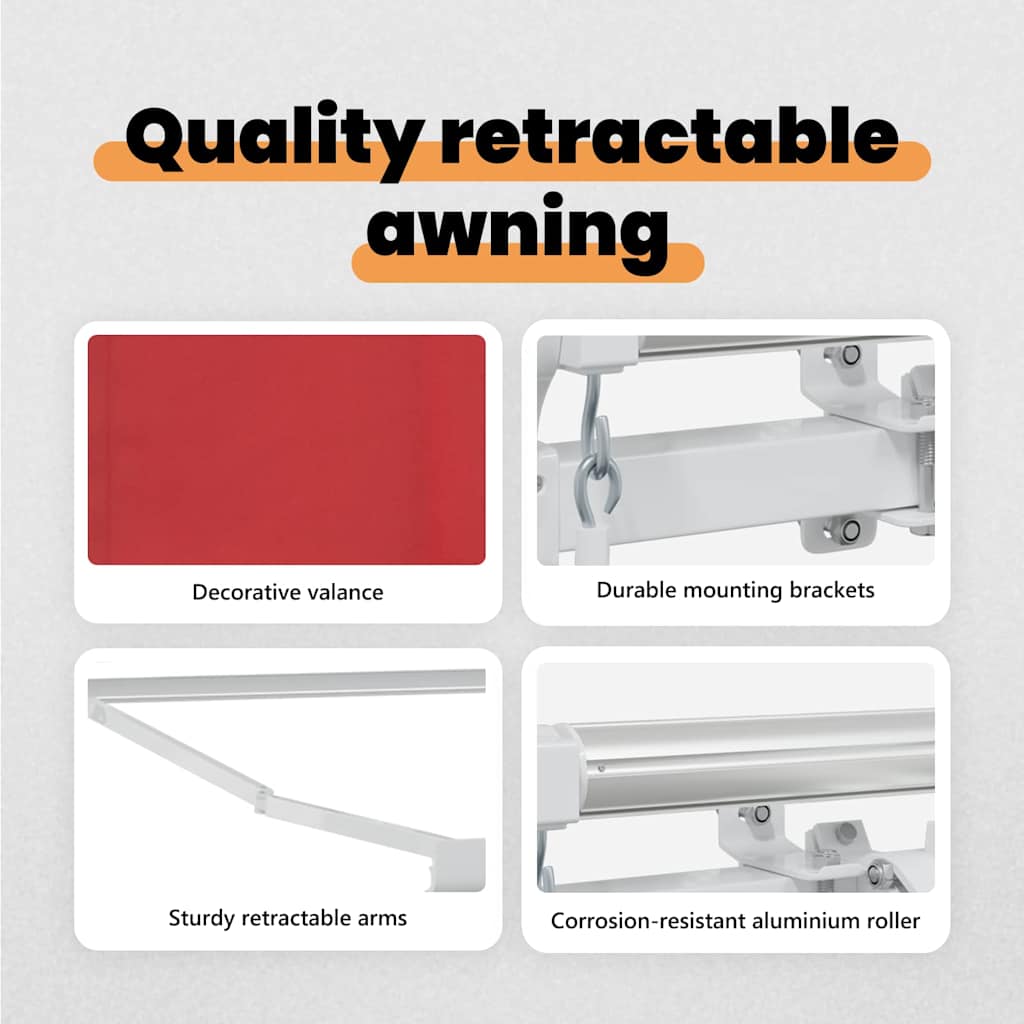 Retractable Awning Red 350 x 250 cm Polyester and Aluminium