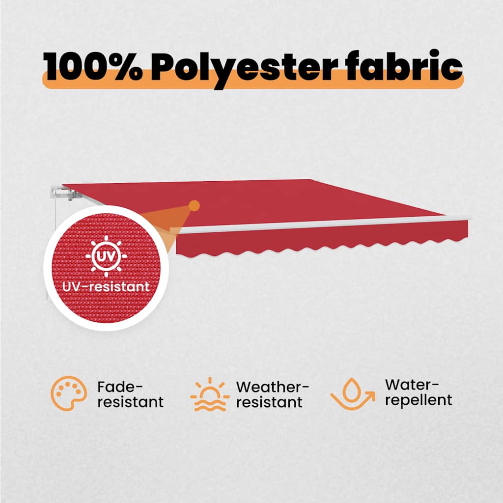 Retractable Awning Red 350 x 250 cm Polyester and Aluminium