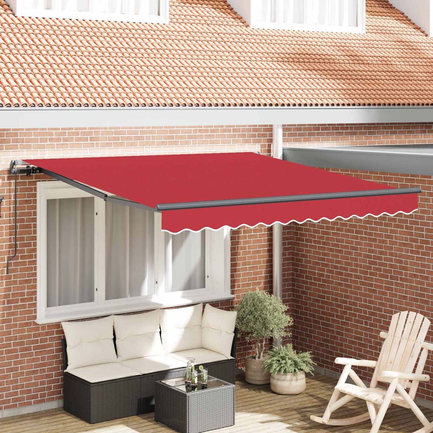 Retractable Awning Red 350 x 250 cm Polyester and Steel
