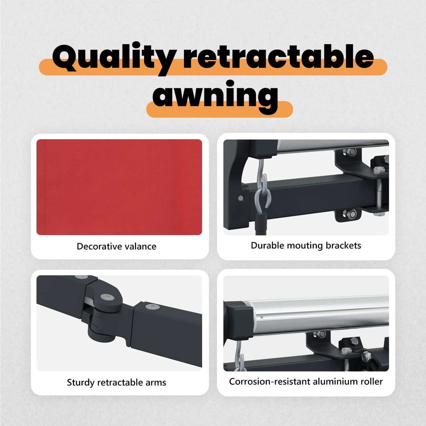 Retractable Awning Red 350 x 250 cm Fabric and Aluminium