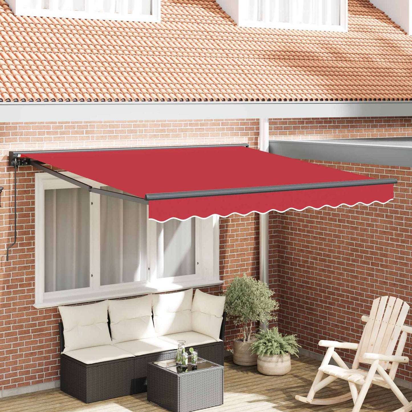 Awning Frame Red 350 x 250 cm Polyester with PU coating