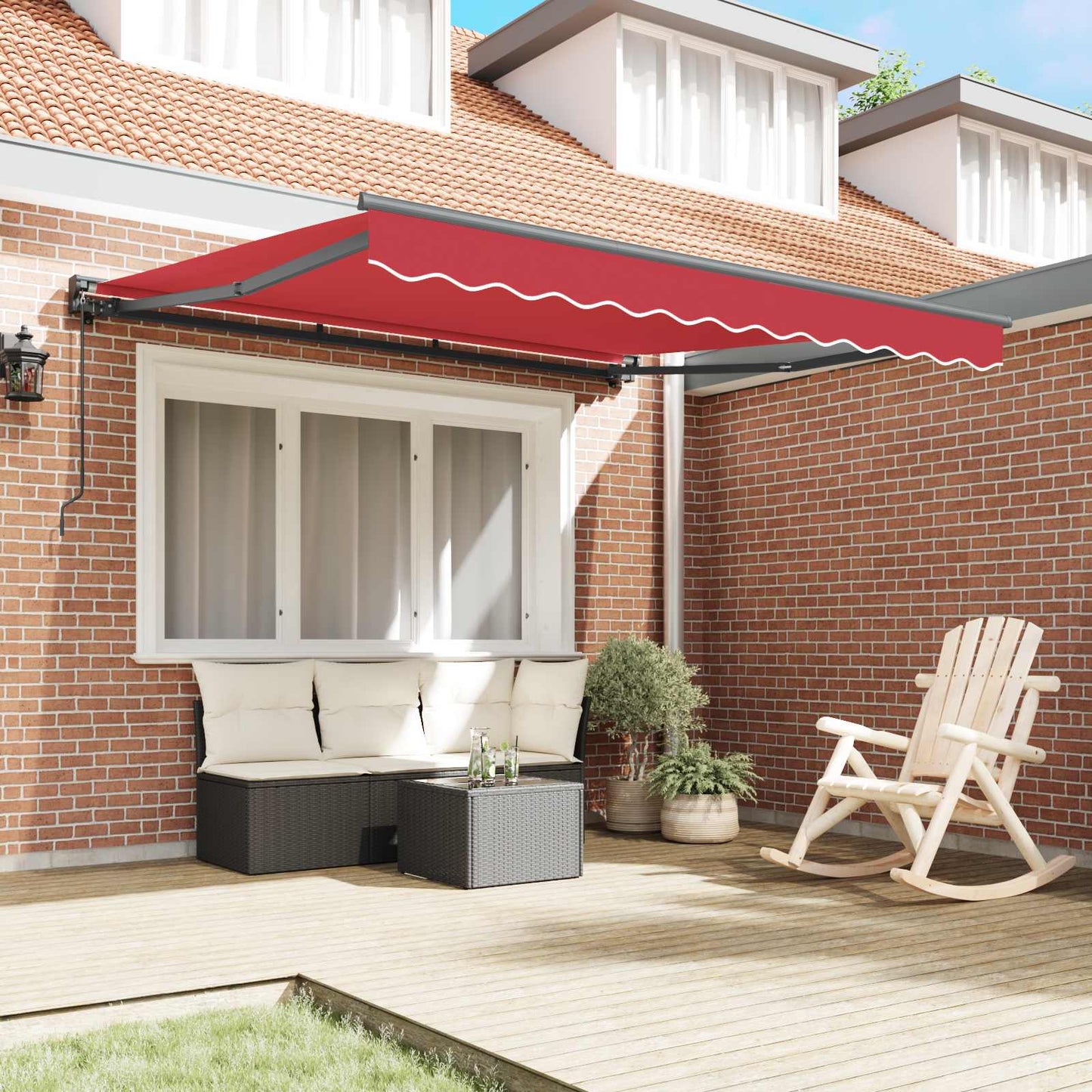 Awning Frame Red 350 x 250 cm Polyester with PU coating