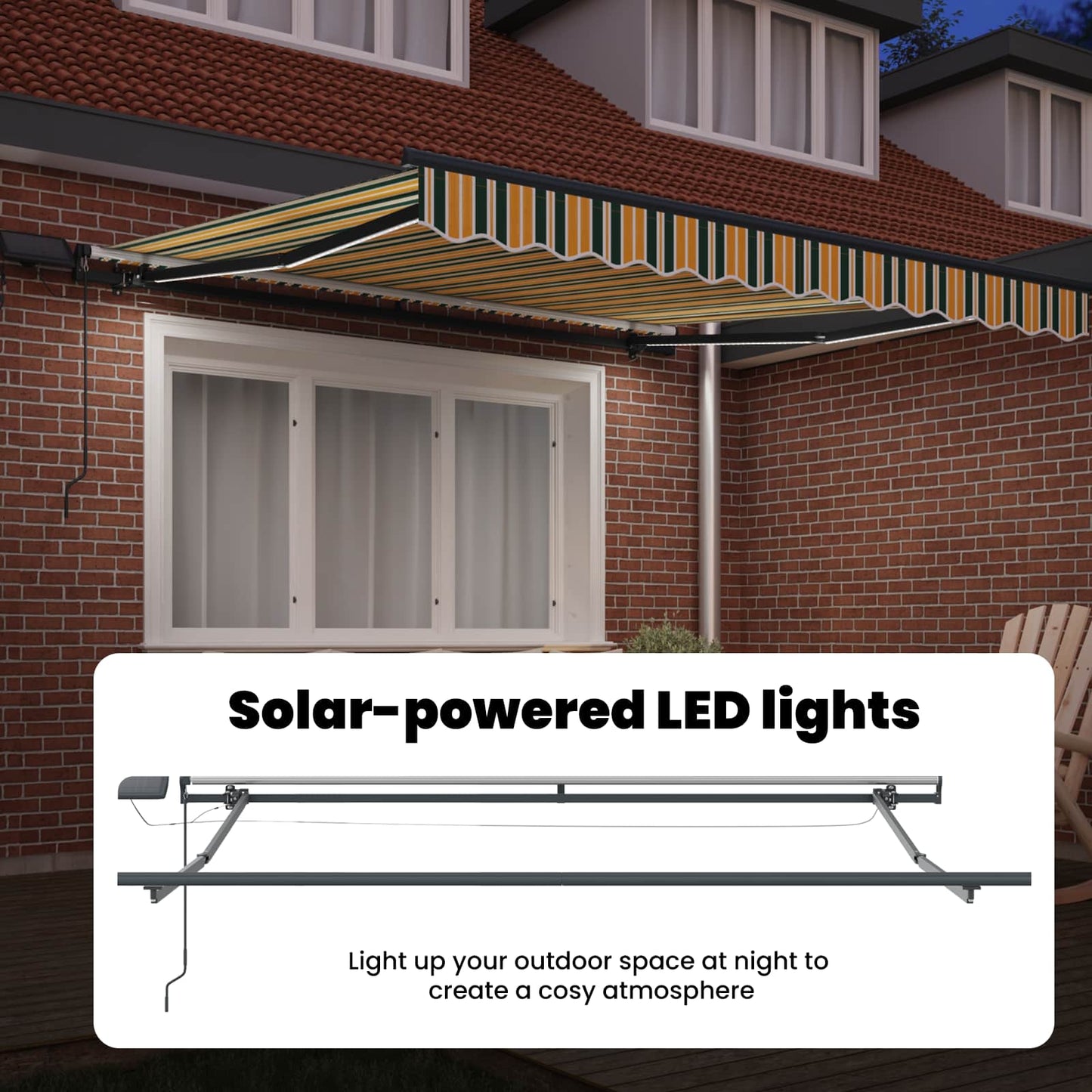 Retractable Awning Green and yellow 350 x 250 cm