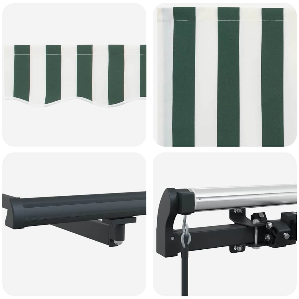Retractable Awning Manual Green and White 350 x 250 cm