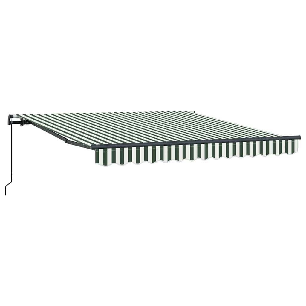 Retractable Awning Manual Green and White 350 x 250 cm
