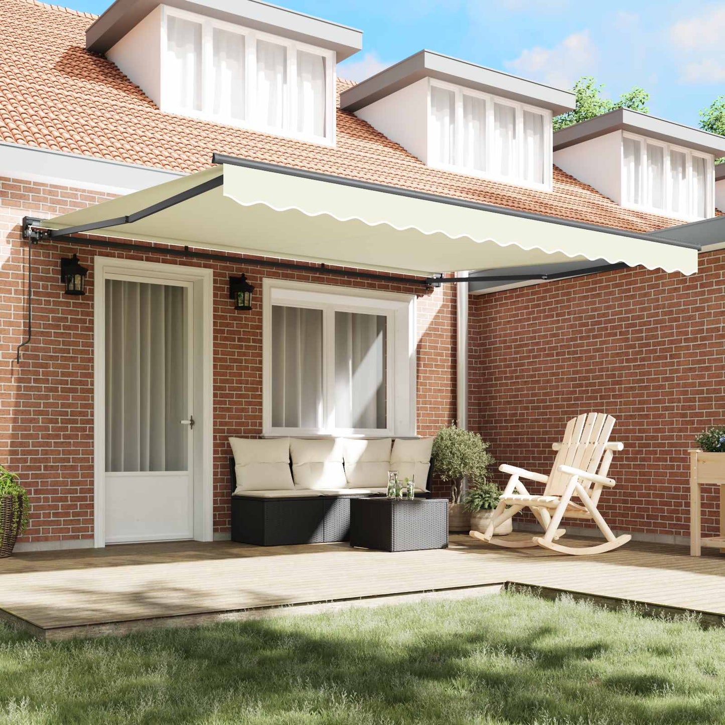 Awning Frame Cream 400 x 300 cm Polyester with PU coating