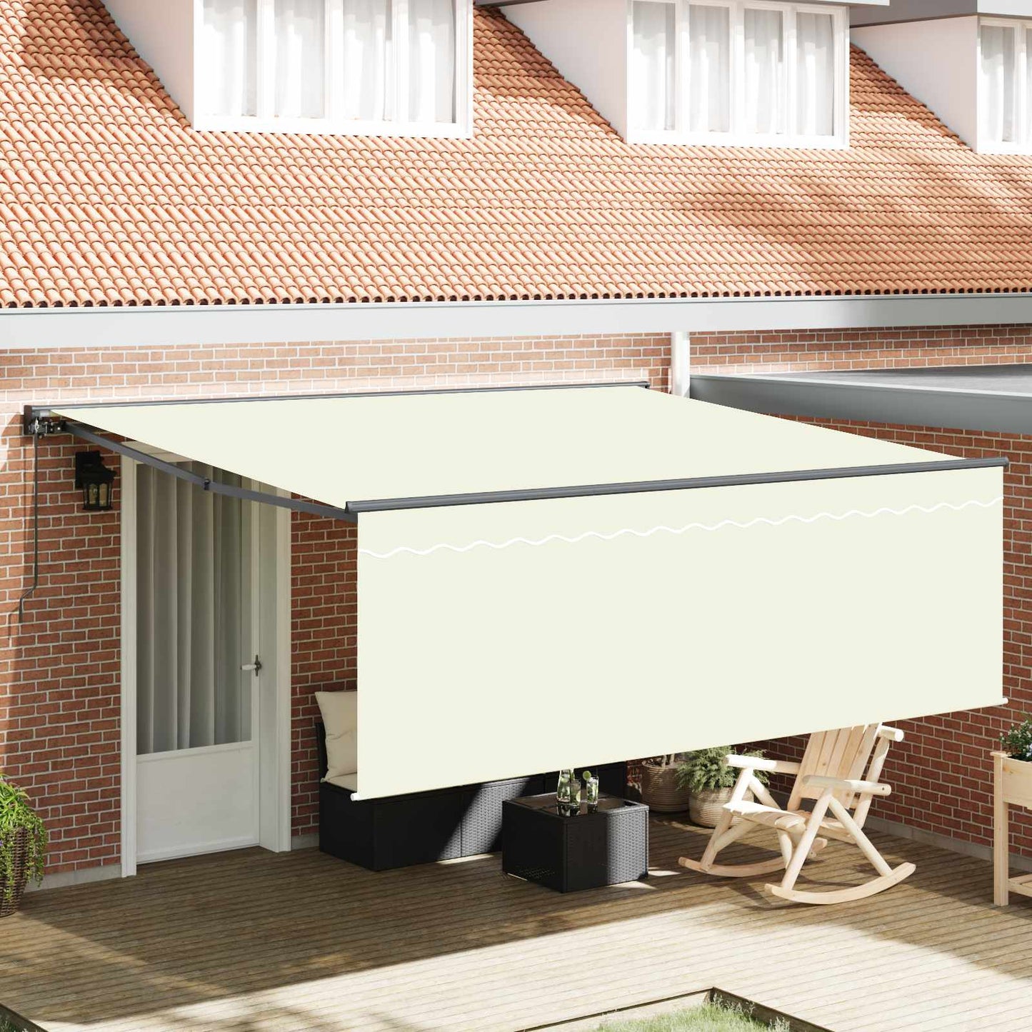 Retractable Awning Cream 400 x 300 cm Polyester and Aluminium