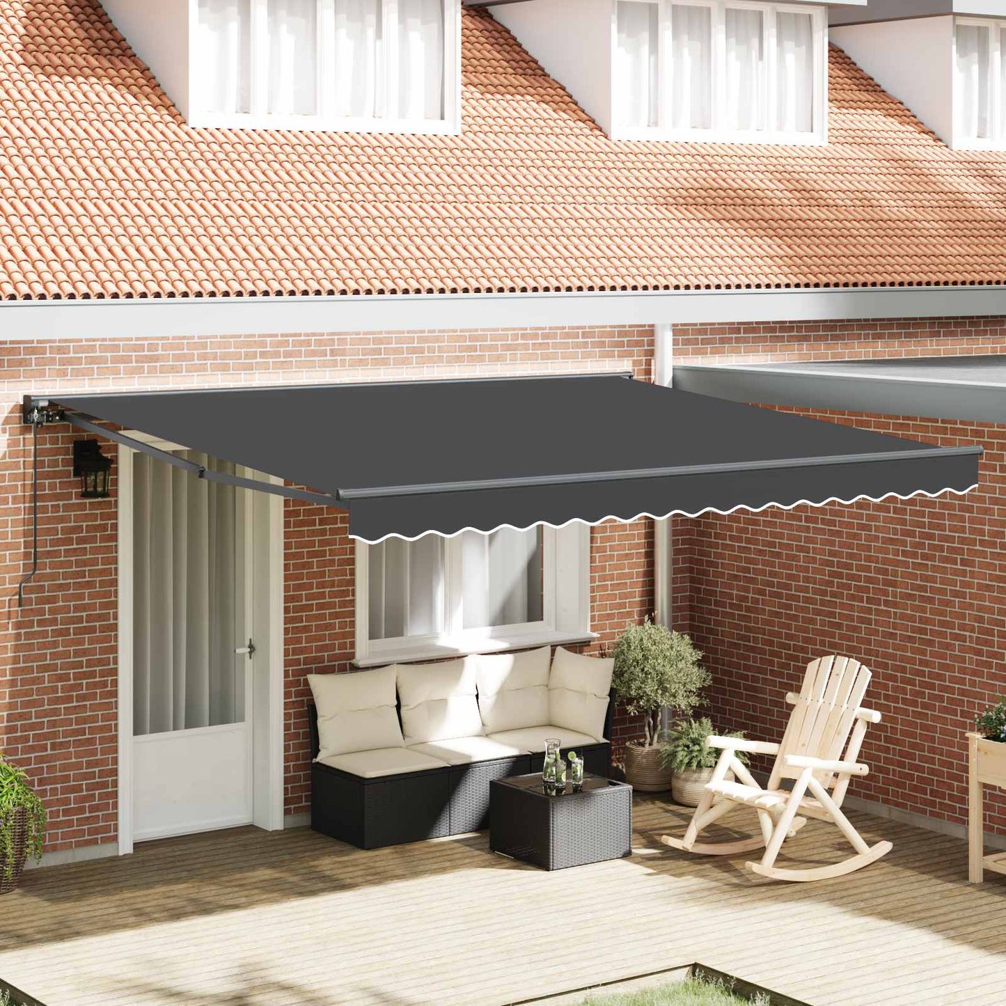 Awning Frame Anthracite 400 x 300 cm Polyester with PU coating
