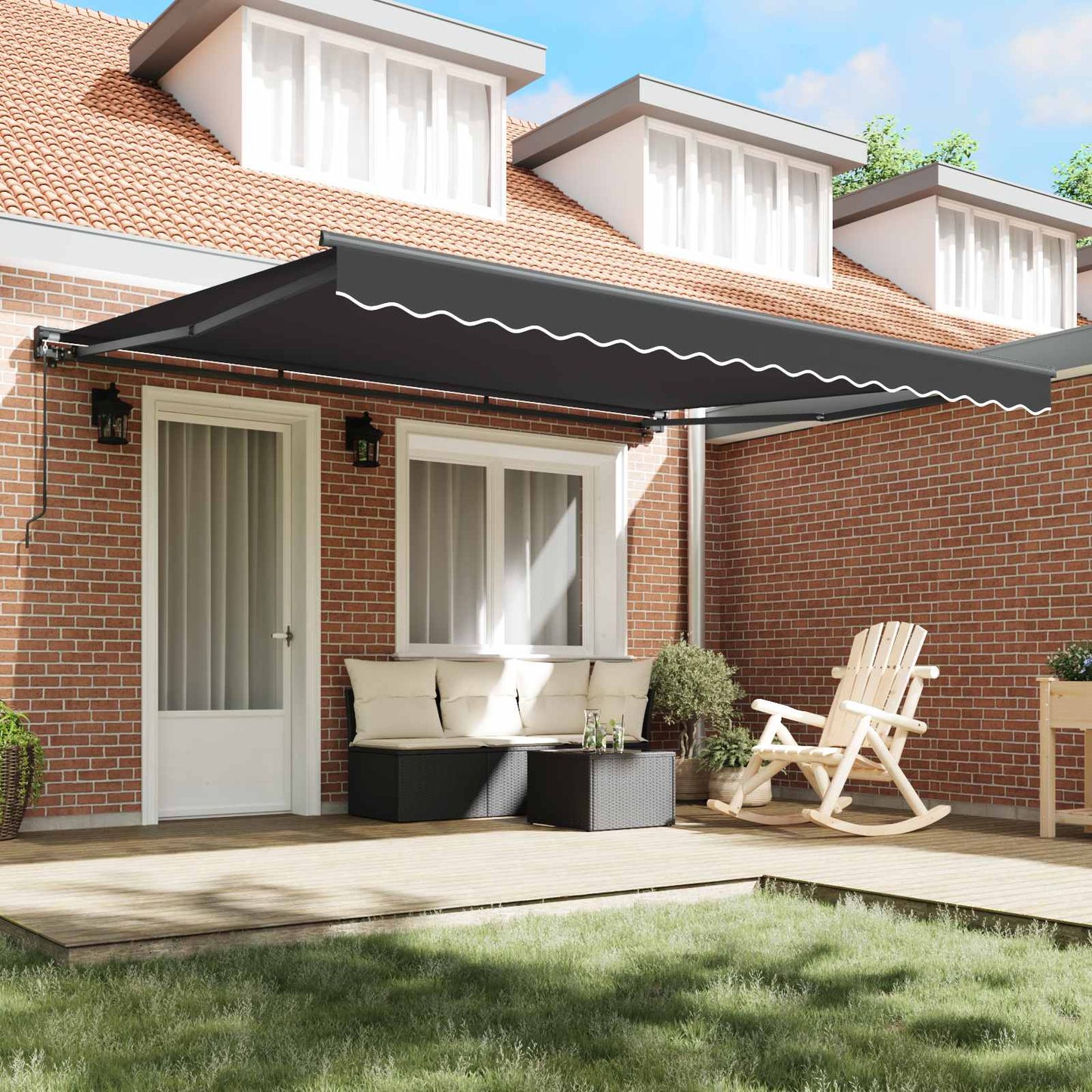 Awning Frame Anthracite 400 x 300 cm Polyester with PU coating