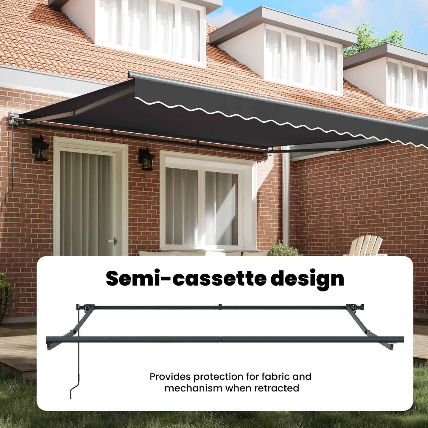 Awning Frame Anthracite 400 x 300 cm Polyester with PU coating