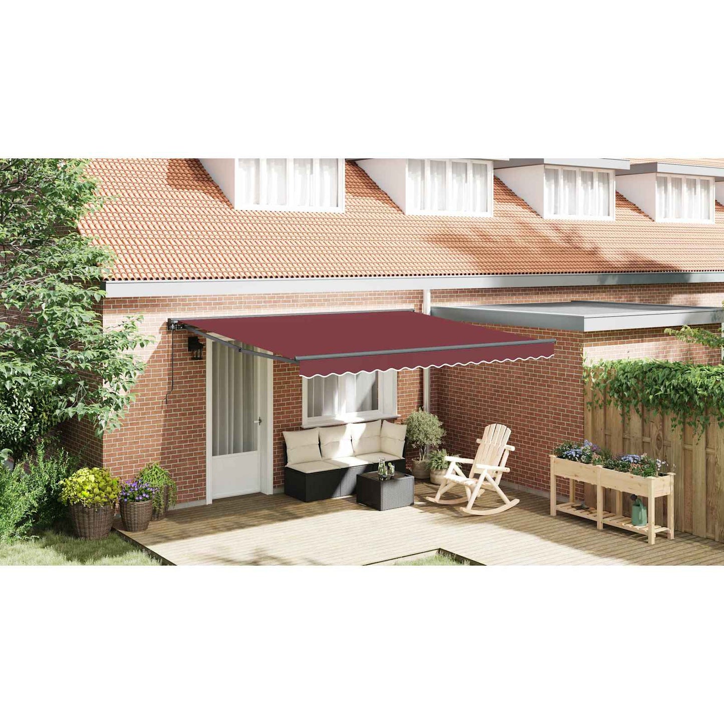 Awning Frame Burgundy 400 x 300 cm Polyester with PU coating