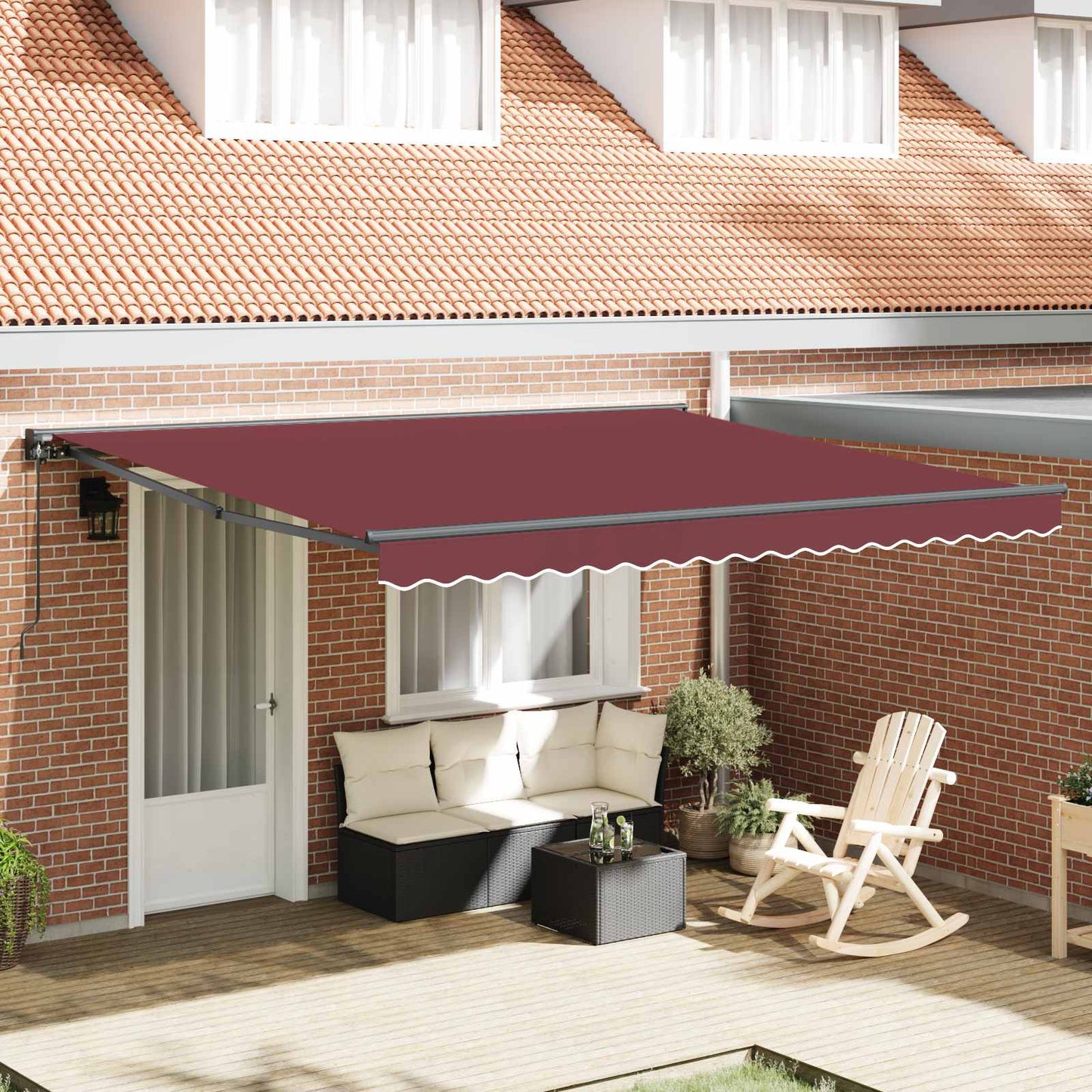 Awning Frame Burgundy 400 x 300 cm Polyester with PU coating