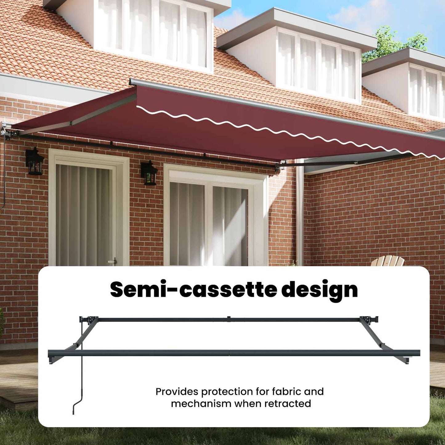 Awning Frame Burgundy 400 x 300 cm Polyester with PU coating