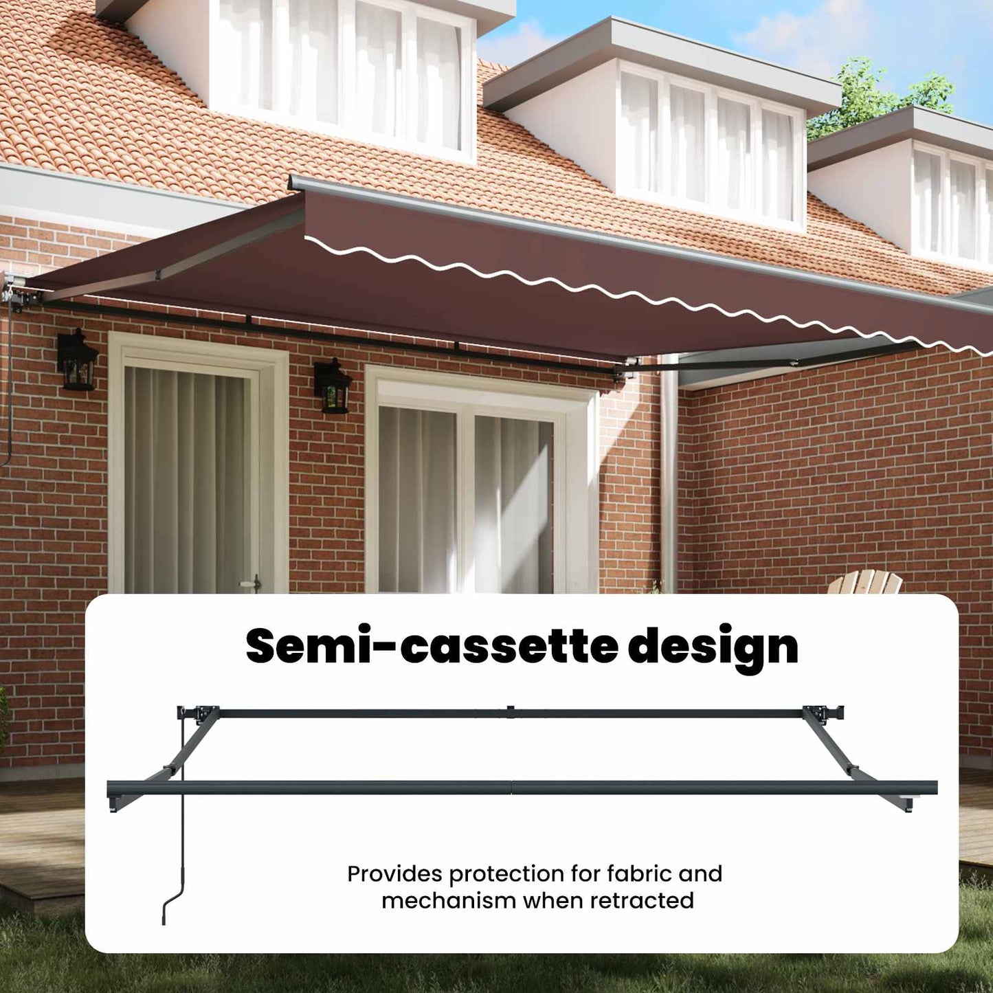 Awning Frame Brown 400 x 300 cm Polyester with PU coating