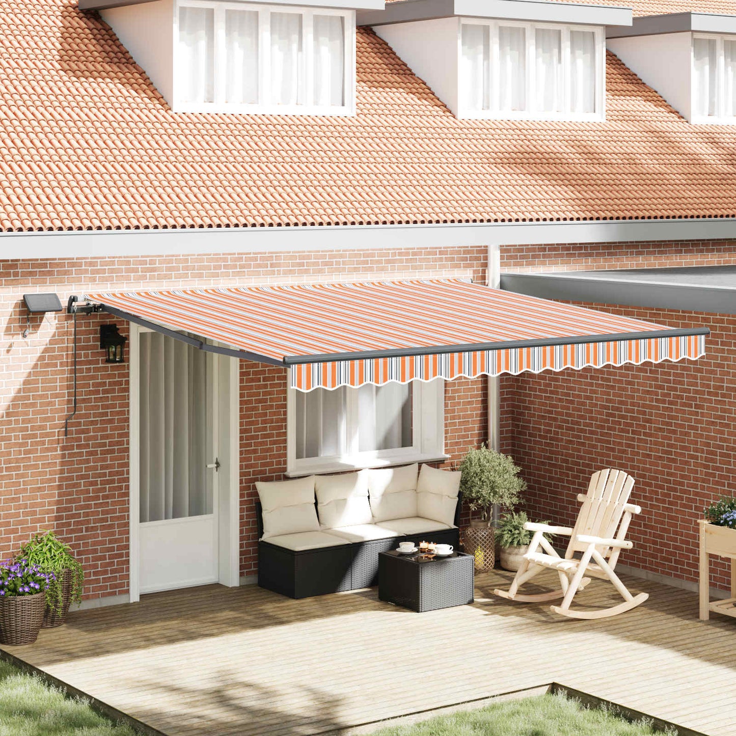 Retractable Awning Multicolour 400 x 300 cm Fabric