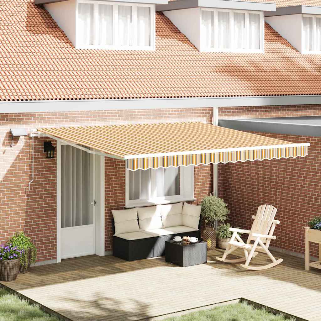 Retractable Awning Multicolour 400 x 300 cm Fabric and Steel