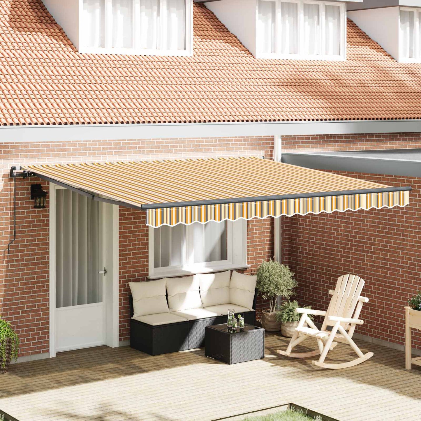 Retractable Awning Multicolour 400 x 300 cm Polyester and Steel