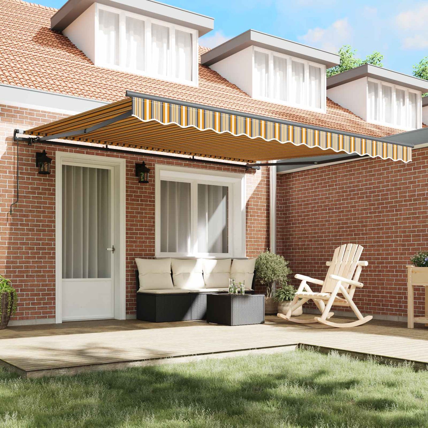 Retractable Awning Multicolour 400 x 300 cm Polyester and Steel