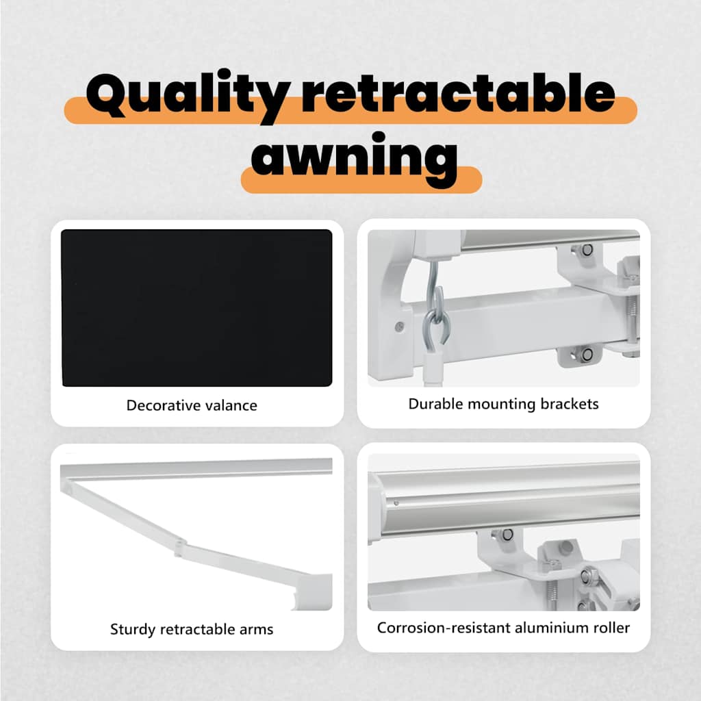 Retractable Awning Black 400 x 300 cm Polyester and Aluminium