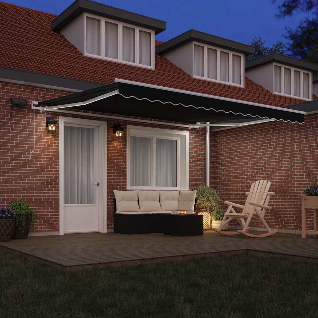 Retractable Awning Black 400 x 300 cm Fabric and Steel
