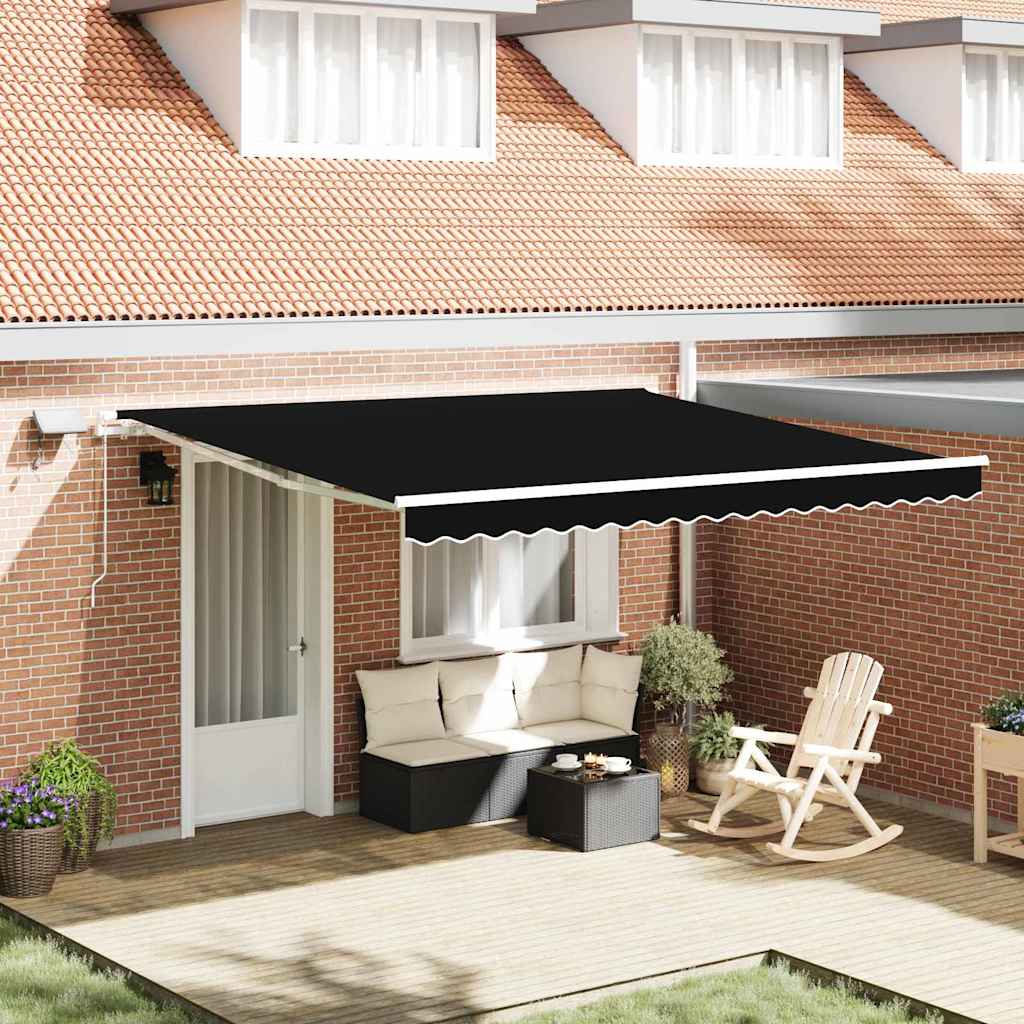 Retractable Awning Black 400 x 300 cm Fabric and Steel