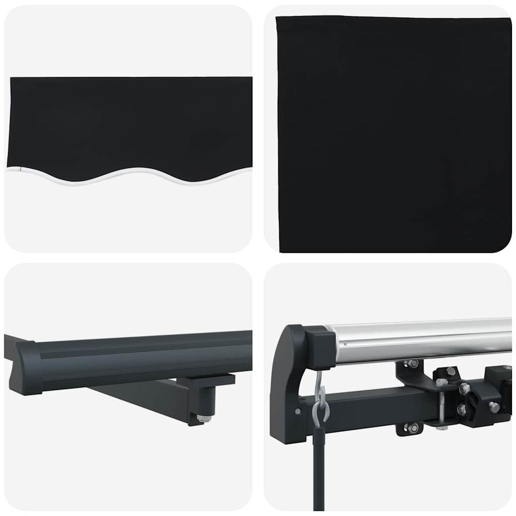 Retractable Awning Black 400 x 300 cm Polyester and Steel