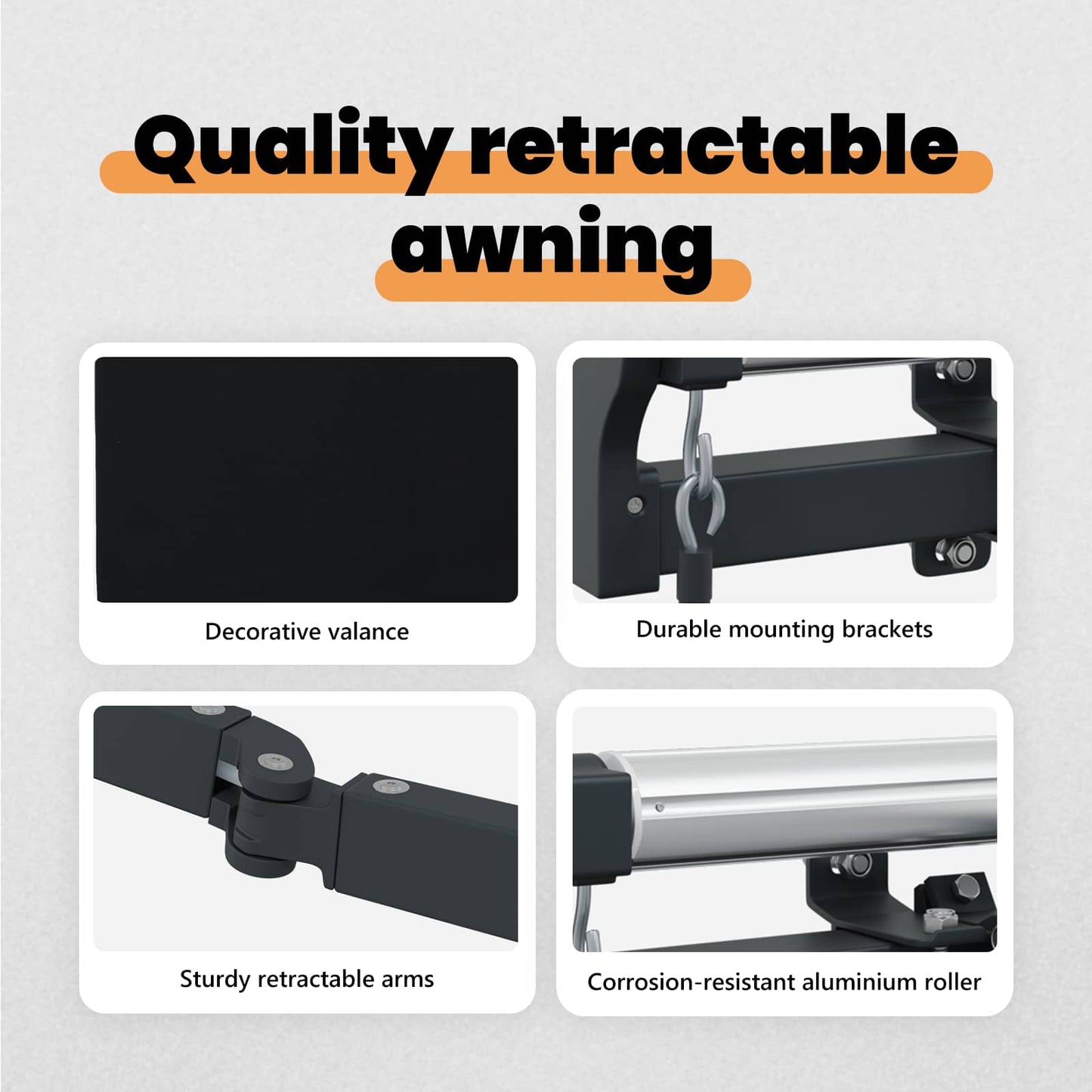 Retractable Awning Black 400 x 300 cm Polyester and Aluminium